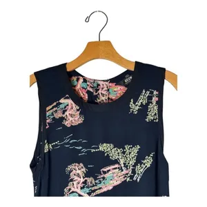 Neuw Dress Women Medium‎ Black Oriental Print Sleeveless Button Back Maze Mini thumbnail 4