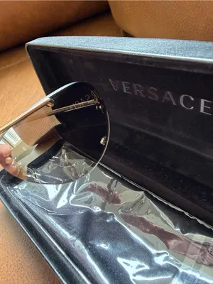 Versace VE2231 Black and Gold Medusa Rimless Aviator Sunglasses with Case thumbnail 13
