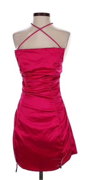 Manière De Voir Hot Pink Halter Ruched Mini Dress thumbnail 1