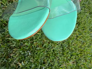 Schutz Victorie Transparent Block Heel Sandals Green 9B $138 thumbnail 7