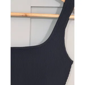 Babaton Ribbed Square Neck Crop Top Black Sleeveless Knit Tank Small thumbnail 4