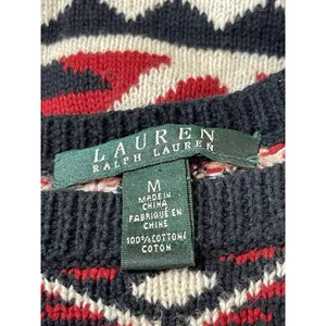 Lauren Ralph Lauren Southwestern Aztec Black Red Knit Sweater Womens M READ thumbnail 11