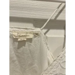 Anthro Let Me Be White Eyelet‎ Embroidered Peplum Cami Top Boho Cotton Sz 6 thumbnail 7