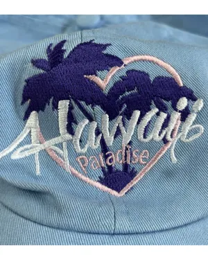 Light Blue 'Hawaii Paradise' Embroidered Hat thumbnail 2