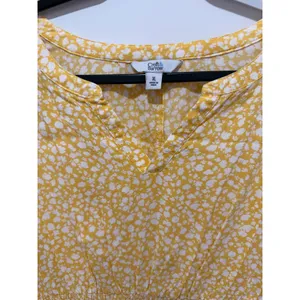 Croft & Barrow Womens Yellow White Floral Smocked Waist Ruffle Hem Dress XL thumbnail 2