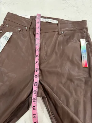 Tinseltown Brown Faux Leather Cropped Jeans thumbnail 11