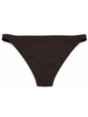H&M Chocolate Brown Bikini Set NWOT Size‎ 12 Textured Stripe Swimwear thumbnail 3