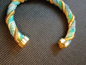 Kendra Scott Masie Cuff Gold-Tone Turquoise & Blue Twisted Rope Cuff Bracelet thumbnail 5