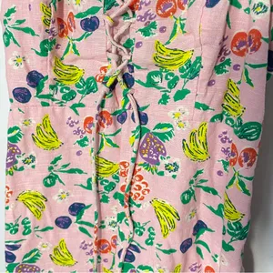 Urban Outfitters Womens Pink Fruit Print Lace Up Mini Babydoll‎ Dress Size XS thumbnail 3