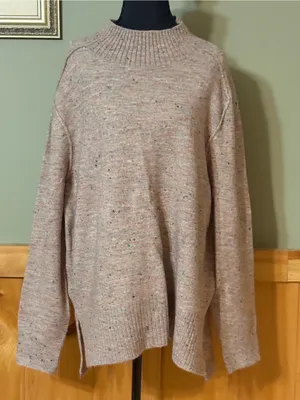 LOFT Women’s Speckled Confetti Crewneck Sweater in Light Pink size XL NWT thumbnail 1