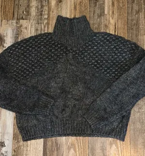 Free People Sweater Womens Small Gray Mock Neck Pullover Chunky-Knit Bobble thumbnail 1