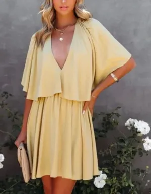 Anthropologie Fore Yellow V-Neck Dress thumbnail 1