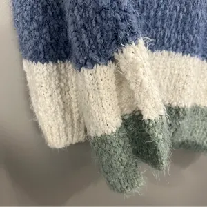 Altar'd State Sweater Womens S/M Blue Striped Great Popcorn Eyelash Knit C9300 thumbnail 5