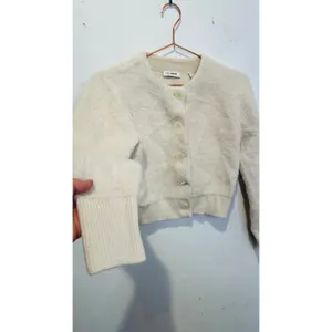 SANDRO OFF-WHITE Knit Alpaca Wool Blend Creamy Button Knot Cardigan size 0 thumbnail 4