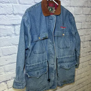 Rode Walker Vintage Chore Barn Field Coat Blue Denim Jacket Men's Medium USA thumbnail 11