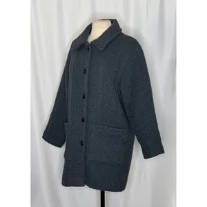 BOYNE VALLEY WEAVERS Wool Ireland Cable Knit Coat Jacket Gray Pockets Large thumbnail 5