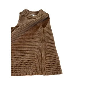 Express X Negrin Mirsalehi Sweater Vest Size Small Brown Crochet Chunky Knit thumbnail 4
