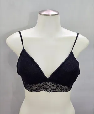 CK Black Romantic Boudoir Bridal Cottage Lingerie Feminine Floral Lace Bra Large thumbnail 1