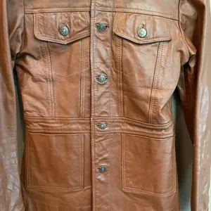 Vero Moda Button Leather Jacket Brown Size‎ Medium thumbnail 2