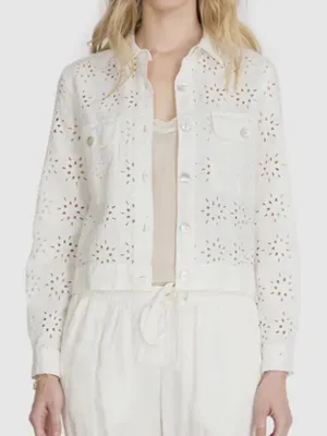 Johnny Was Jade Sandrine White Eyelet Button Front Jacket thumbnail 1