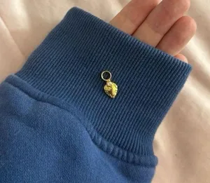 Gold heart colored charm Blue thumbnail 1