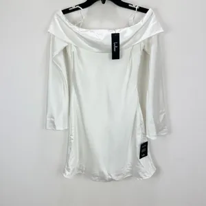 Lulus Luxurious Vision White Satin Off-the-Shoulder Mini Dress Party XS NWT thumbnail 5