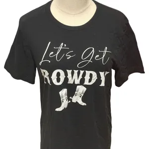 Let's Get Rowdy Cowgirl Boots Bachelorette Party T-Shirt Size Medium thumbnail 5