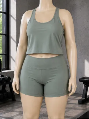 Hollister Gilly Hicks Sage Green Athletic Set Tank & Biker Shorts XXL thumbnail 1