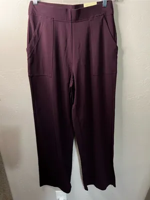 Max Studio London Wide Leg Pull On Burgundy Comfy Pants NWT M thumbnail 2