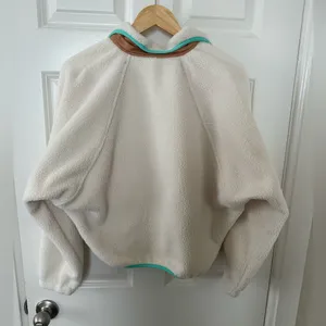 FP Movement by Free People Cream Sherpa Pullover with Tan Trim and Blue Accents thumbnail 6