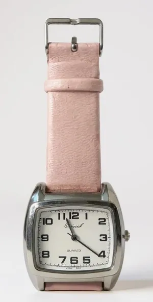 Osirock Vintage 1980s Square Watch Chrome Pink Faux Leather Strap Retro Quartz‎ thumbnail 1