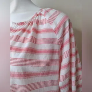 Gap Pink & White Striped Peasant Blouse Women’s Size M 3/4‎ Sleeve thumbnail 7