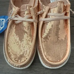 Hey Dude Wendy Disco Sequin Blush Shoes Women's 10 Rose Gold Pink Sparkle NWT thumbnail 10