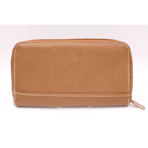 Brown Vinyl Tan Zip Around Wallet Removable Card Holder Organizer NEW Vintage thumbnail 2