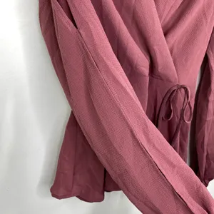 Monteau Mauve Purple Long Sleeve‎ Surplice Blouse Women's Size Medium M thumbnail 5