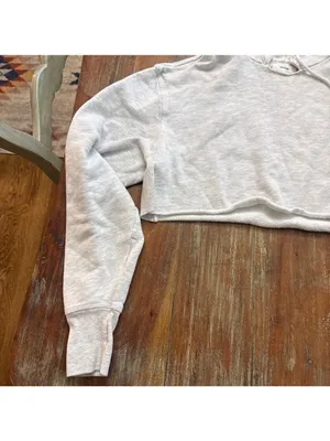 JOAH BROWN Pearl Grey French Terry Lounge Set Cropped Hoodie Joggers thumbnail 5