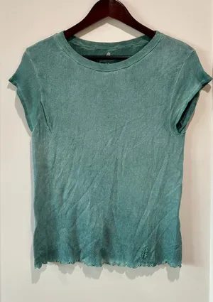 Free People We The Free Be My Baby Tee Teal Lettuce Hem XL thumbnail 1