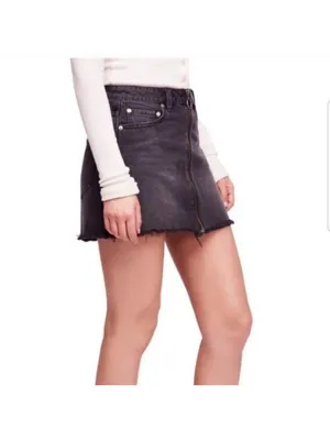 We the Free skirt jean mini skirt ZIP IT UP Free People size 26 thumbnail 2