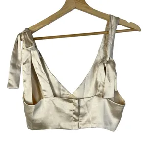 Lioness‎ Champagne Beige Satin Tie Strap Escape Artist Crop Tank Top XS thumbnail 3