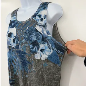 Hybrid Skull Floral Y2K Tank Womens Top Sz S Goth Grunge Festival Tumblr Edgy thumbnail 5