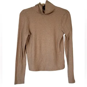 Group Babaton Tan Ribbed Turtleneck Sweater Womens M Neutral Classic Minimalist thumbnail 2