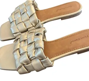 Pierre Dumas‎ Women's Gold Braided Slide Sandals Size 7.5 Casual Summer thumbnail 1