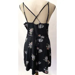 Abercrombie & Fitch Floral Mini Sundress - Navy Strappy Tie Waist thumbnail 2