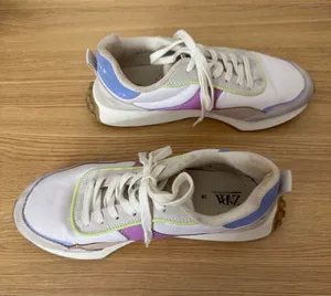 Zara Color Block Athletic Sneakers Purple Blue Beige Size 39 (8) Workout Relax thumbnail 8
