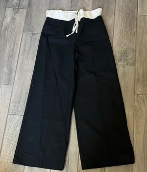 Mango Black and White Wide Leg Palazzo Pants thumbnail 1