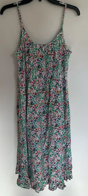 J.CREW Factory Midi Dress Women’s 8 Floral Sleeveless Ruffle Curved‎ Hem Viscose thumbnail 1