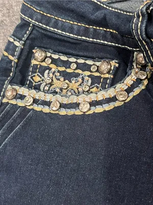 Sexy Couture Rhinestone Flare Jeans - Fits XS/S (Stretch 22" Waist) thumbnail 4