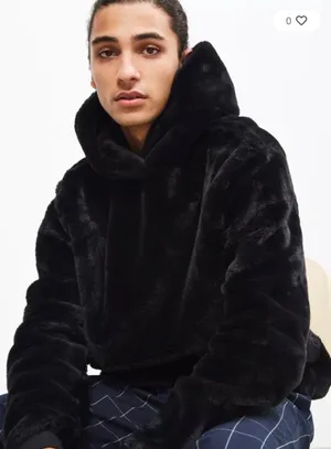 URBAN OUTFITTERS Faux Fur Black Hoodie Sweatshirt thumbnail 1