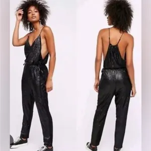Free People Sequin Jumpsuit in black. Size XS thumbnail 2