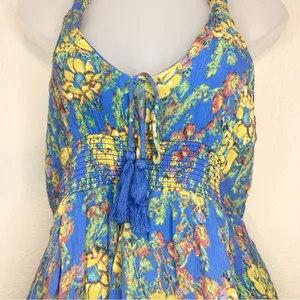 Free People Blue Washed Ashore Mini Dress Strappy Back Size S thumbnail 4